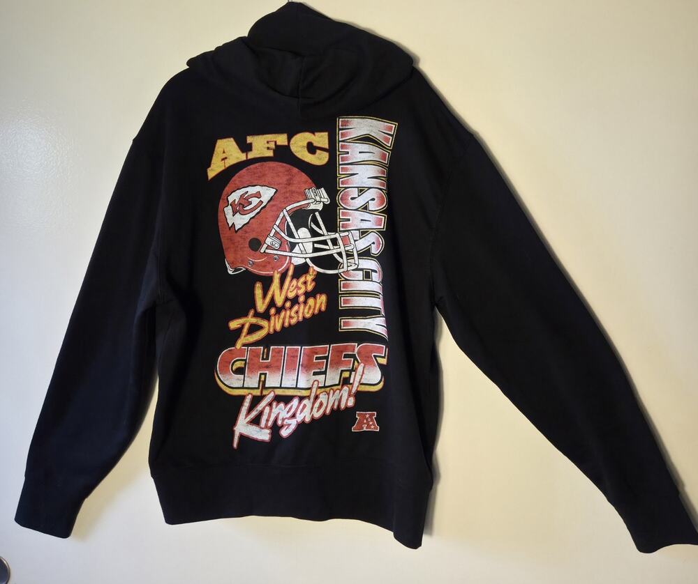 Kansas City Chiefs Hoodie Mens M Black NFL Football Pullover Fleece Big Back New